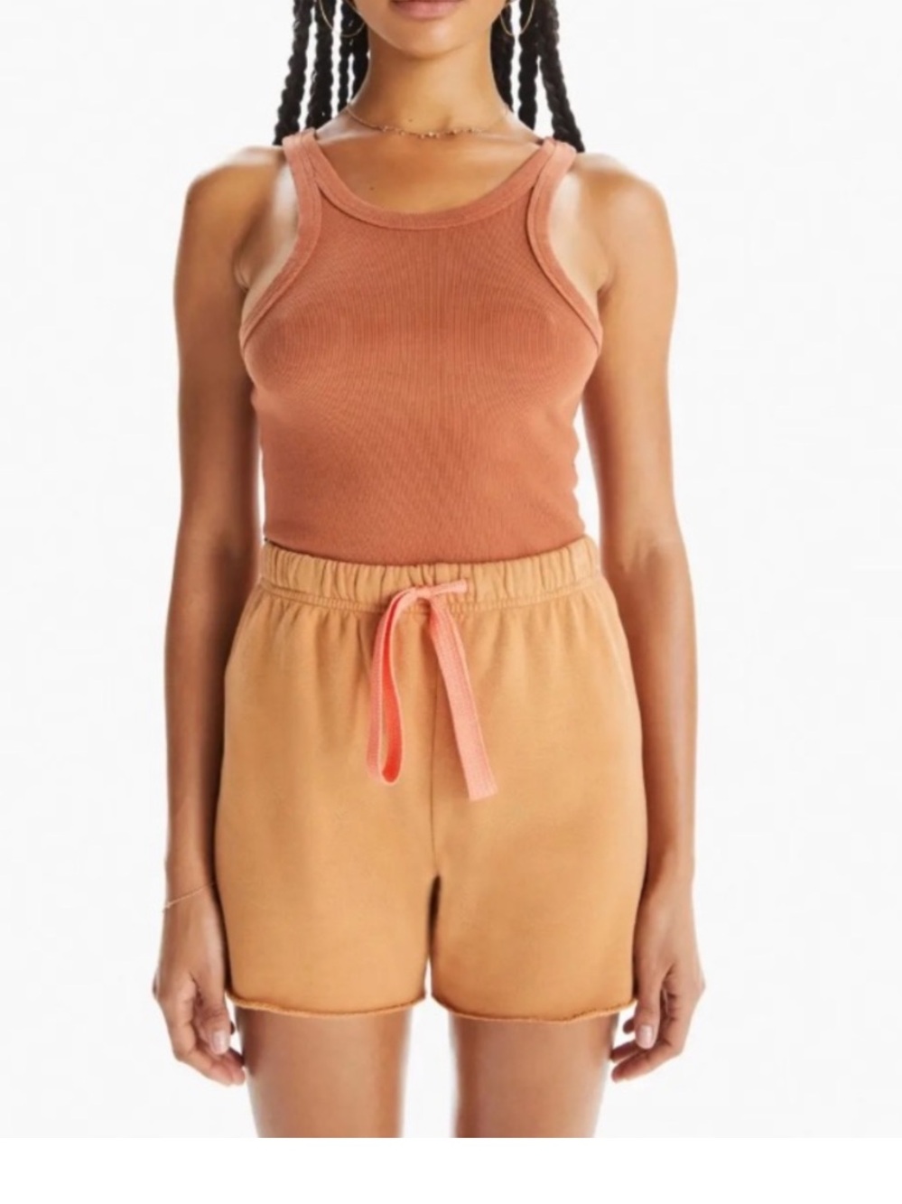 MOTHER The Bender Short Fray Move It Tan With Orange Tie Lounge Shorts